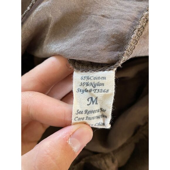 Mine Womens Halter Collared Ruffle Tiered Button-Down Dress Medium Brown Blend - Picture 5 of 8